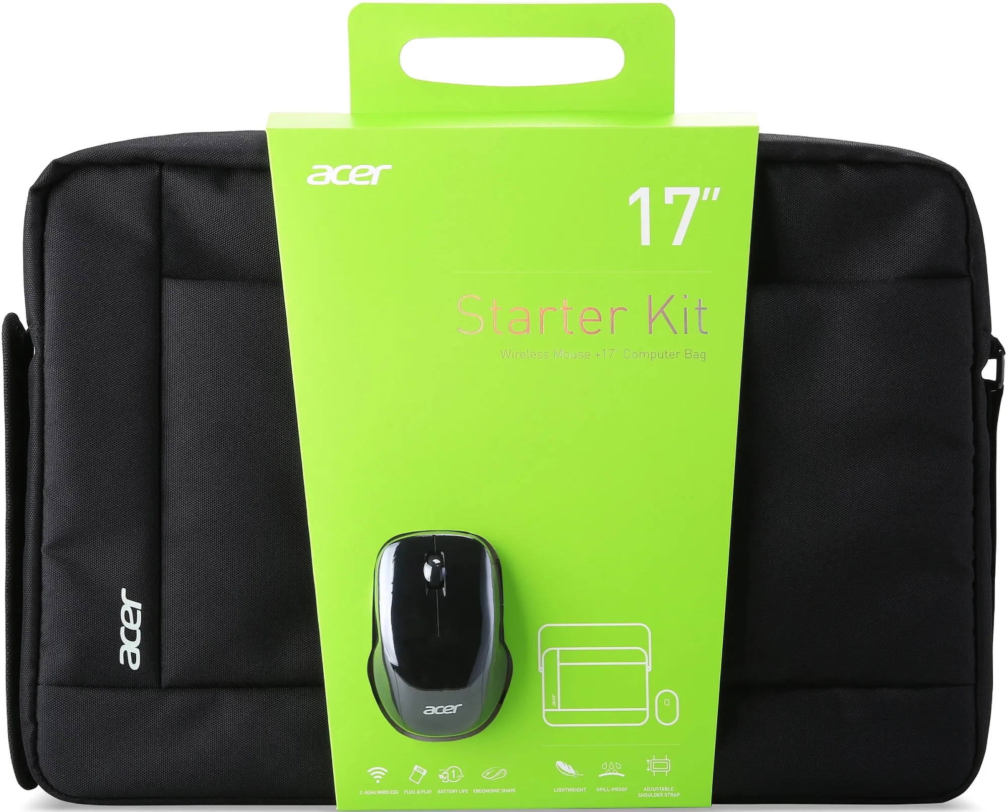 Noutbuk sumkasi Acer Notebook Starter Kit 17" Black + Wireless Mouse Black