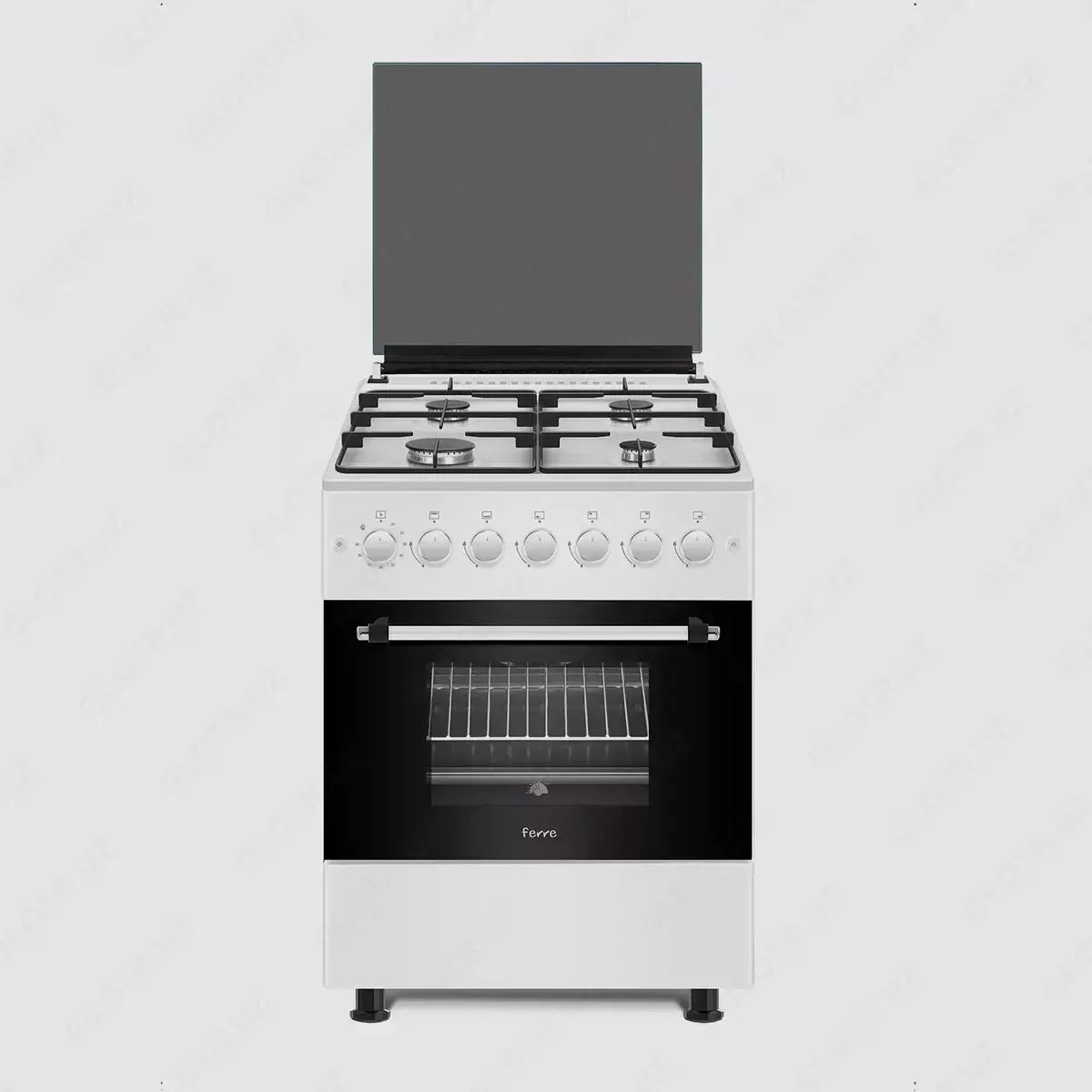 Gaz plitasi Ferre LN60-21SW/SBr/SI/SB (oq, jigarrang, po‘lat, qora)