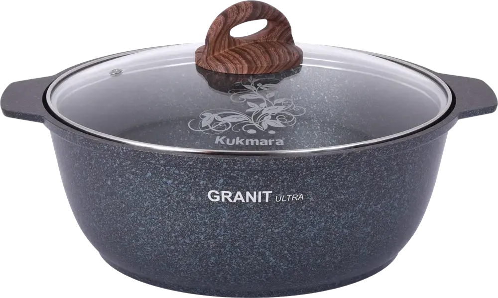Кастрюля-жаровня Kukmara 4л со стекл. крышкой, АП линия "Granit ultra"