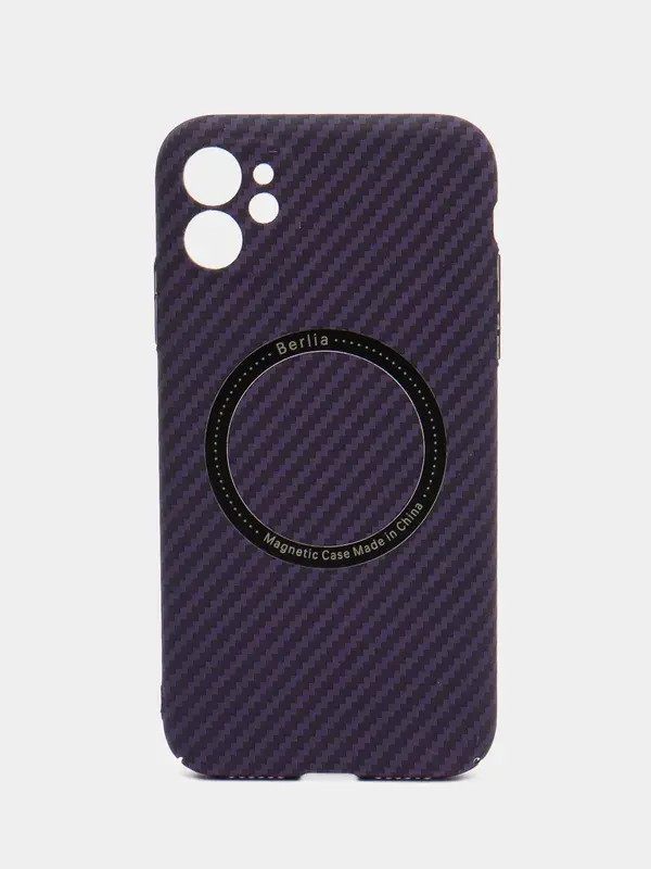 Uglerod qopqog'i Berlia Apple iPhone 11 Pro Max magsafe Purple