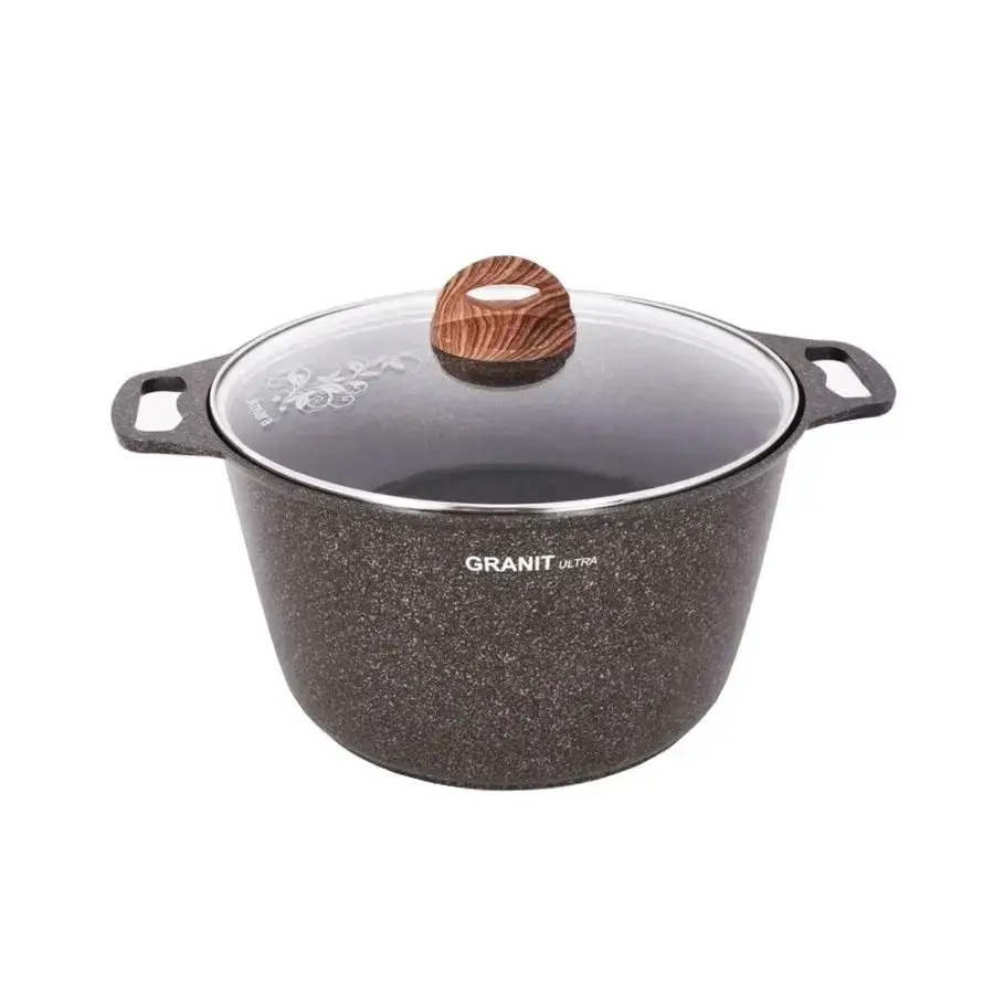 Кастрюля Kukmara 8л со стеклянной крышкой АП, линия Granit ultra