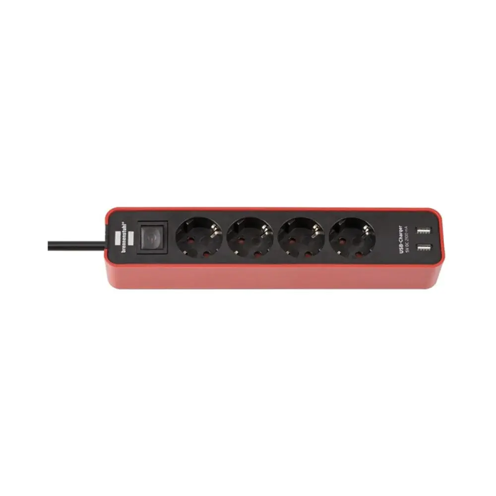Сетевой фильтр Brennenstuhl Ecolor 4 розетки 2 USB 1.5 м Красный/Черный [1153240076]