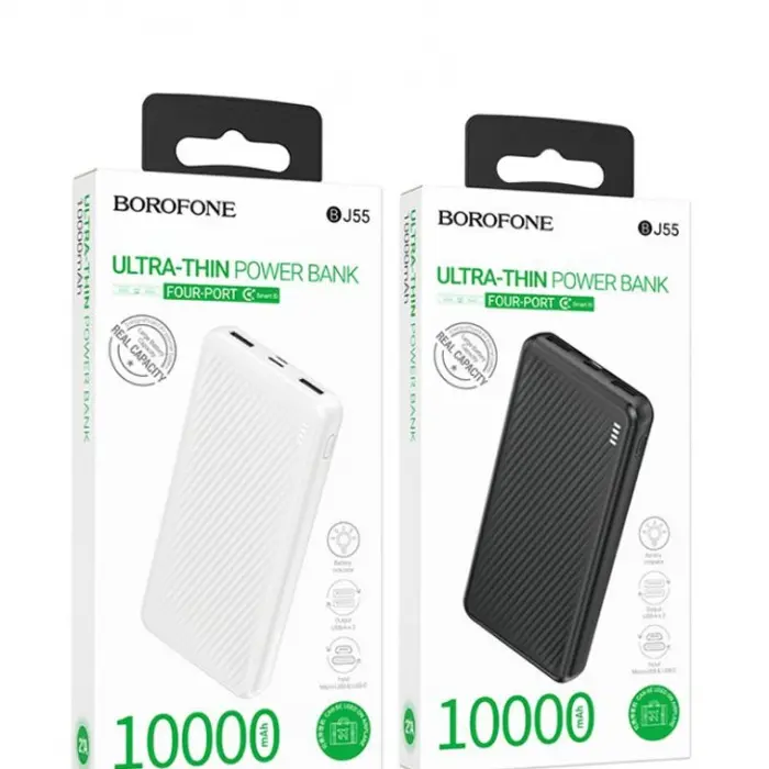 Portativ batareya Borofone BJ 55 Minimalist 10000mAh 2.1A qora