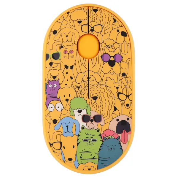 Мышь 2E MF300 PETS:CATS&DOGS Silent WL BT, жёлтый