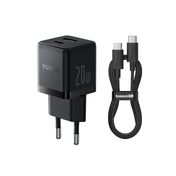 Сетевое зарядное устройство Baseus Palm Fast Charger 1xUSB-A 1xUSB-C 20W 
Cluster Black