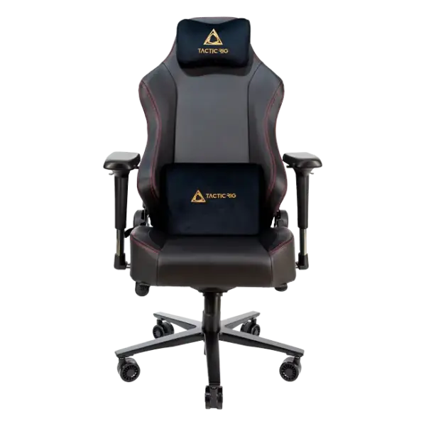 O'yin kreslosi TACTICRIG PANTHER PRO — BLACK/GOLD PU LEATHER