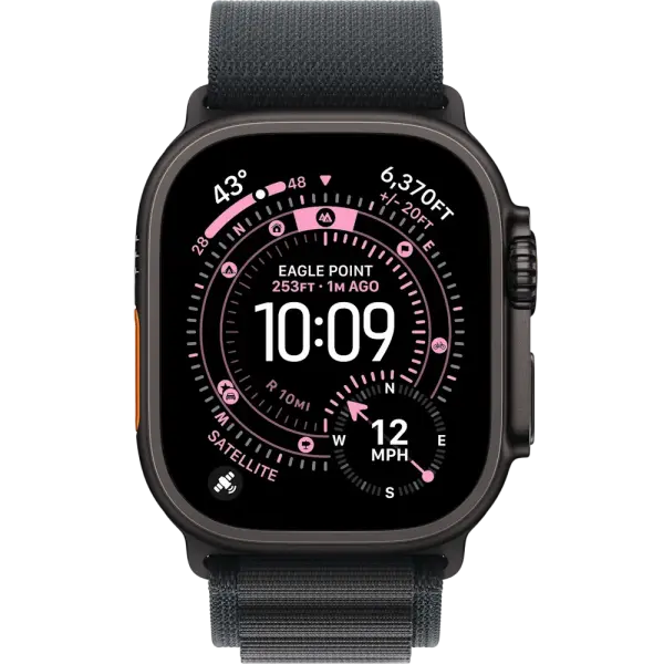 Aqlli soatlar Apple Watch Ultra 3 GPS 49 mm, Black Titanium Case, Black Alpine Band