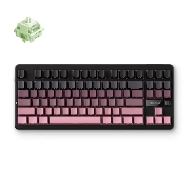 Simsiz klaviatura MCHOSE G87 Black Pink, Matcha Latte Switch V2, Hot-Swap