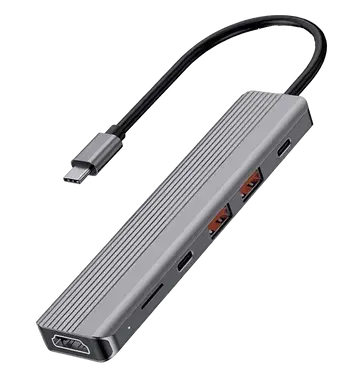 Xab Powerology 6 in 1 Slim 4K HDMI USB-C HUB 10Gbps Data Transfer PD 100W USB 3.2 Gray