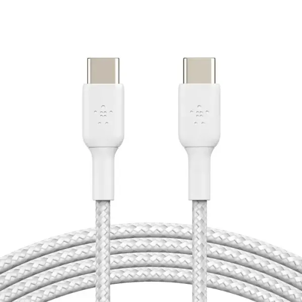 Кабель Belkin BoostCharge Braided USB-C to USB-C 1m (CAB004bt1MWH) White