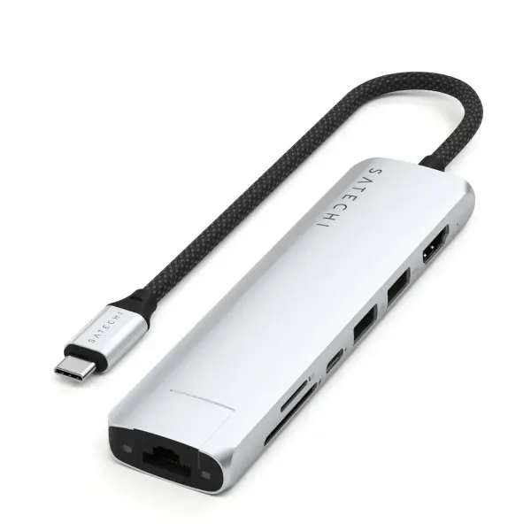 Adapter Satechi Slim Multiport 7 in 1 Silver (ST-P7SS)