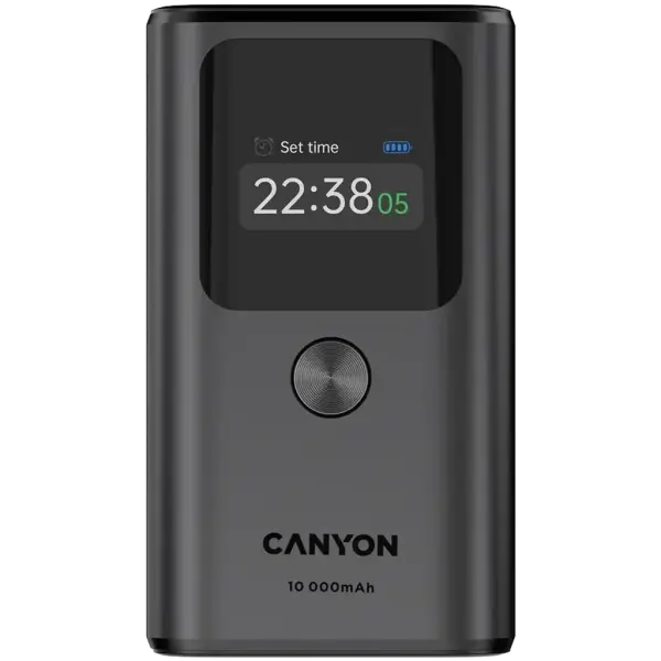 Портативный аккумулятор CANYON Power Bank OnPower 130 TFT 10000 mAh PD30W Dark Grey (CNS-CPB130DG)