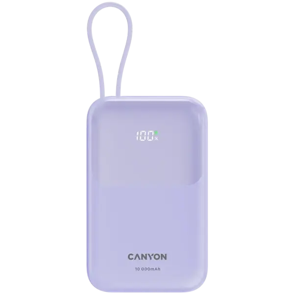 Портативный аккумулятор CANYON Power Bank OnPower 101 built-in cable 10000 mAh PD22.5W Purple (CNS-CPB101PU)