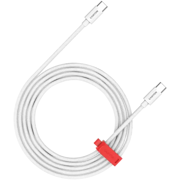 USB Kabel CANYON CC60AB C-C 60W Braided 1.2m White (CND-CC60AB12W)