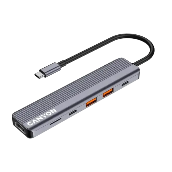 USB Хаб CANYON DS-17 6 in 1 4k USB-C Grey (CNS-TDS17)