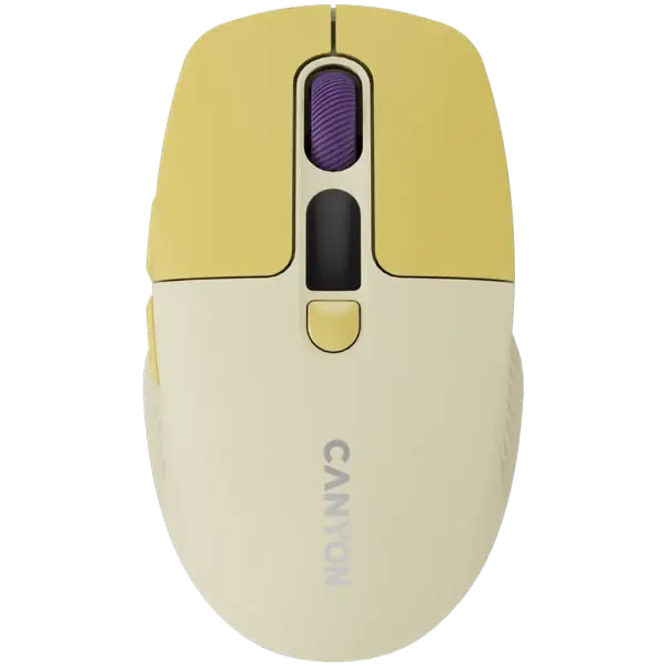 Simsiz sichqoncha CANYON Wireless mouse MW-26 LCD Silent Dual Mode Yellow (CNS-CMSW26Y)