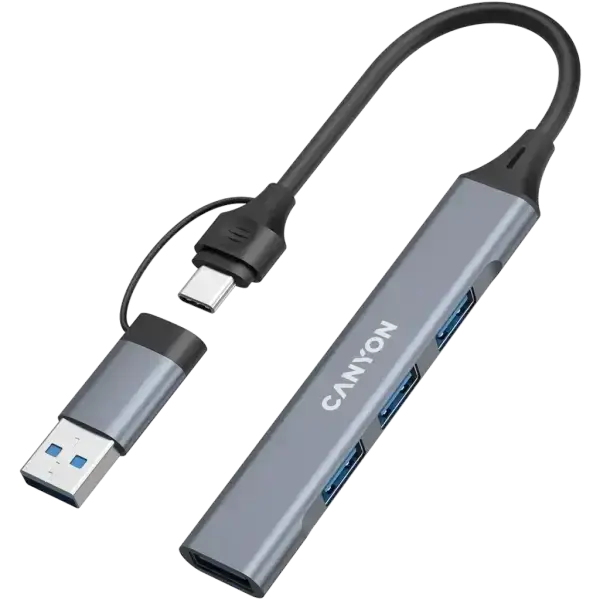 USB Хаб CANYON DS-02 4 in 1 USB-A/C Grey (CNS-TDS02G)