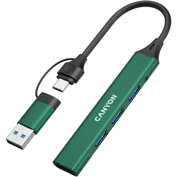 USB Хаб CANYON DS-02 4 in 1 USB-A/C Green (CNS-TDS02G)