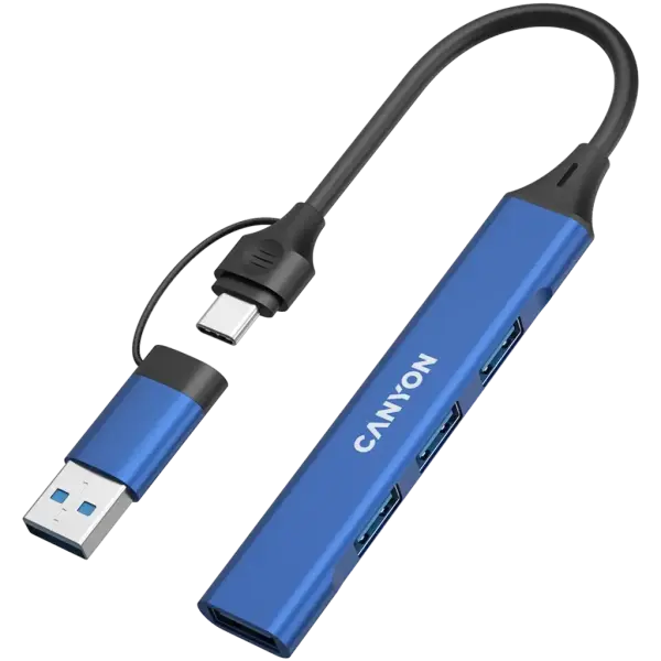 USB Хаб CANYON DS-02 4 in 1 USB-A/C Blue (CNS-TDS02G)