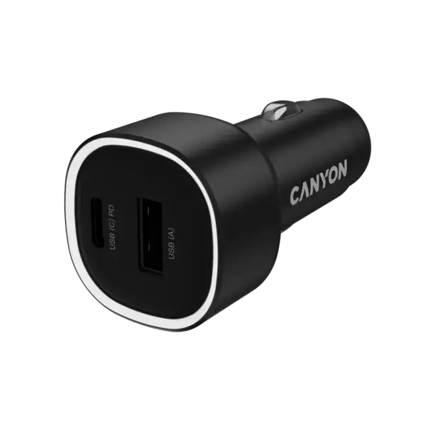 Avtomobil uchun quvvatlash qurilmasi CANYON OnDrive 48 PD 48W USB-A+USB-C Black