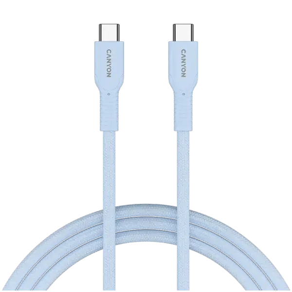 USB Kabel CANYON OnWire 60CL C-C 60W COLOR Braided 1m Light Blue