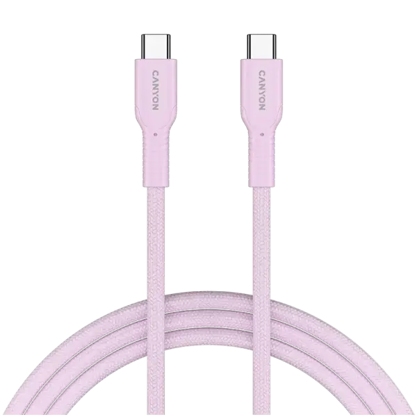 USB Kabel CANYON OnWire 60CL C-C 60W COLOR Braided 1m Pink