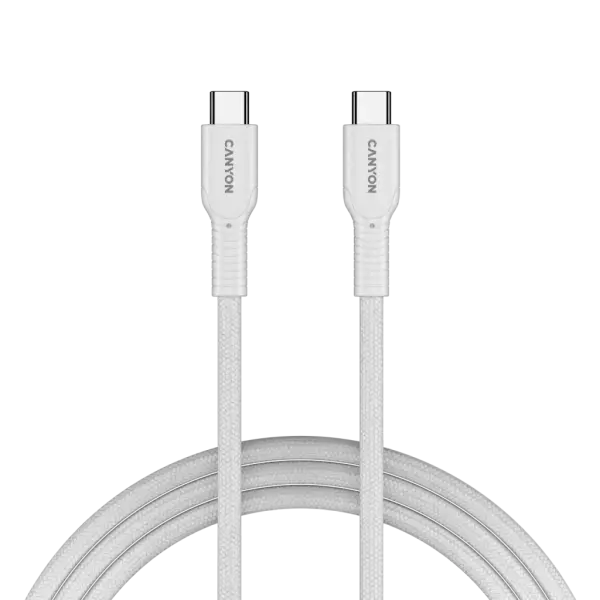 USB Kabel CANYON OnWire 60CL C-C 60W COLOR Braided 1m White