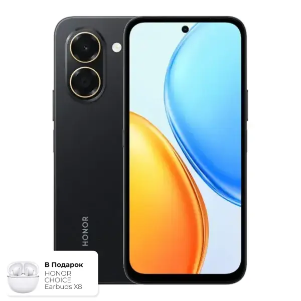 Honor X7e, Midnight Black, 6/256 GB + Sovg‘a sifatida HONOR CHOICE Earbuds X8