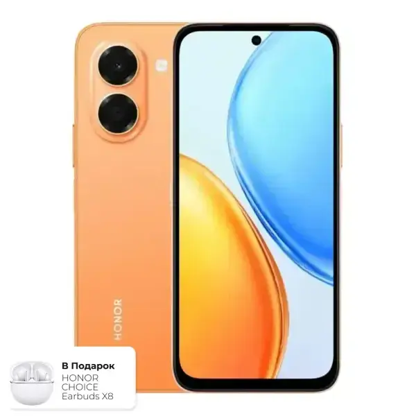 Honor X7e, Sunrise Orange, 6/128 GB + Sovg‘a sifatida HONOR CHOICE Earbuds X8