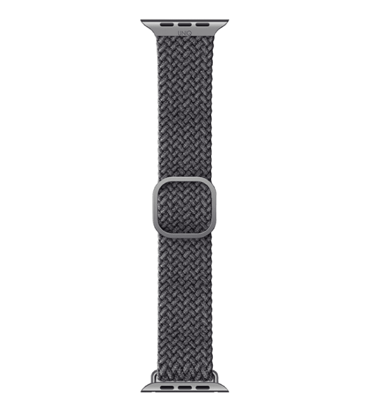 UNIQ Aspen moslamali to'qilgan braslet 45/44/42MM kulrang zanglamas po'latdan yasalgan tokchasi
