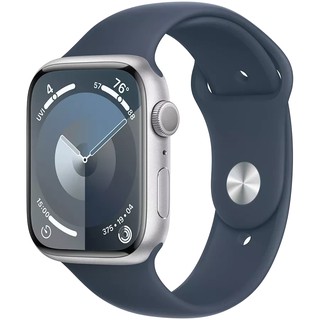 Умные часы Apple Watch Series 9, Silver Aluminium Case, 45mm, GPS, Storm Blue Sport Band - M/L (MR9E3QI/A)