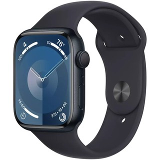 Apple Watch Series 9 GPS 45mm Midnight Aluminium qutisi, Midnight sport bilaguzugi bilan - M/L (MR9A3QR/A)
