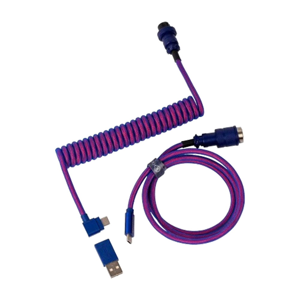 Klaviatura kabeli Keychron Premium Coiled Aviator Angled Purple